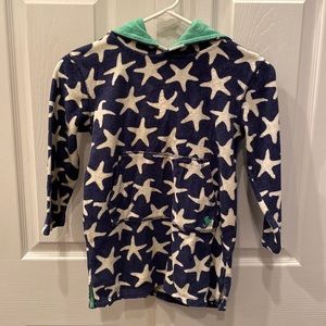 Mini Boden toweling hoodie sea stars starfish navy blue 5-6y